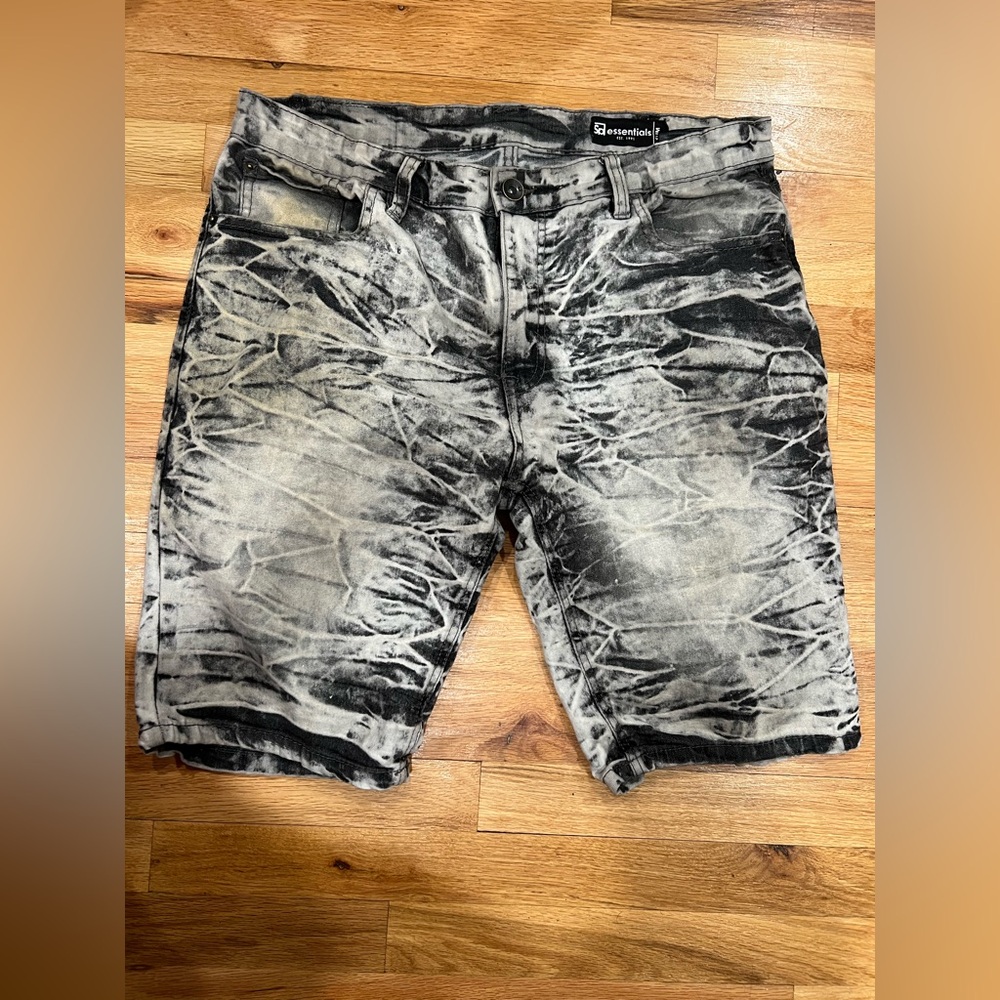 Essentials Black and Gray Jean Shorts